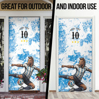Personalized La Seleccion Argentina Soccer Door Cover Football Sun Of May Athletic Horse Mascot - Distressed Grunge Art