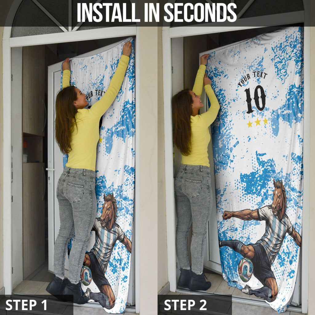 Personalized La Seleccion Argentina Soccer Door Cover Football Sun Of May Athletic Horse Mascot - Distressed Grunge Art