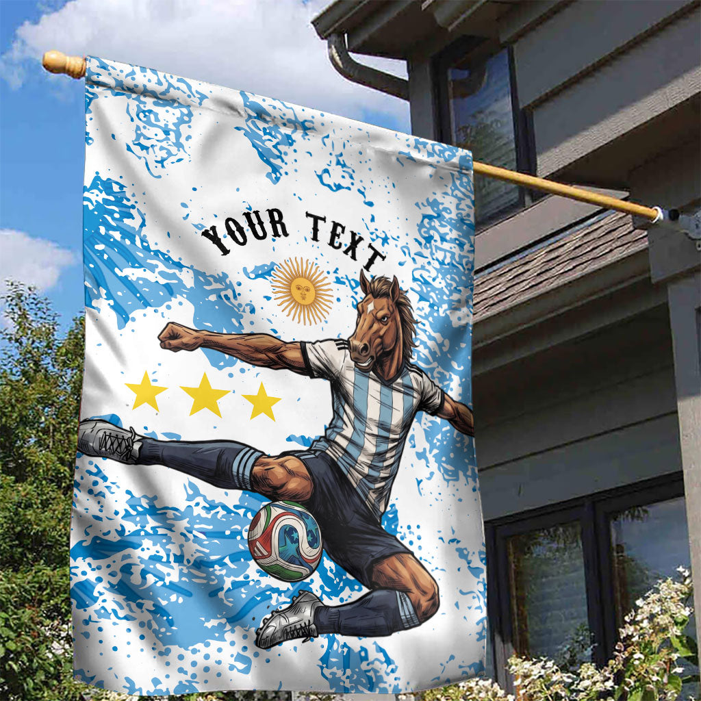 Personalized La Seleccion Argentina Soccer Garden Flag Football Sun Of May Athletic Horse Mascot - Distressed Grunge Art