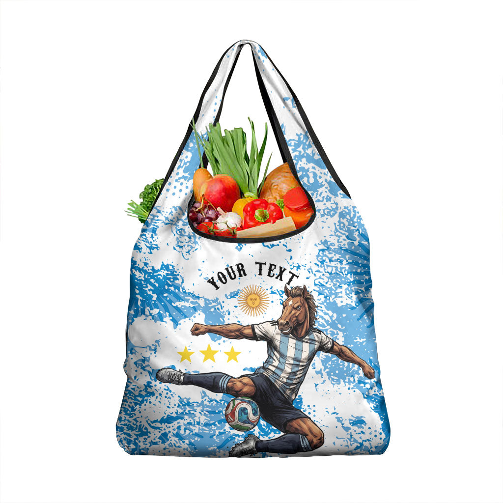 Personalized La Seleccion Argentina Soccer Grocery Bag Football Sun Of May Athletic Horse Mascot - Distressed Grunge Art