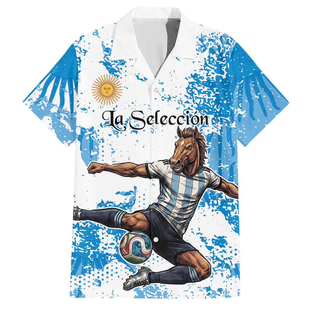 Personalized La Seleccion Argentina Soccer Hawaiian Shirt Football Sun Of May Athletic Horse Mascot - Distressed Grunge Art