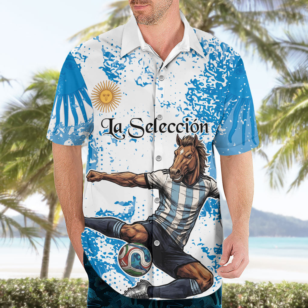Personalized La Seleccion Argentina Soccer Hawaiian Shirt Football Sun Of May Athletic Horse Mascot - Distressed Grunge Art