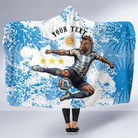 Personalized La Seleccion Argentina Soccer Hooded Blanket Football Sun Of May Athletic Horse Mascot - Distressed Grunge Art