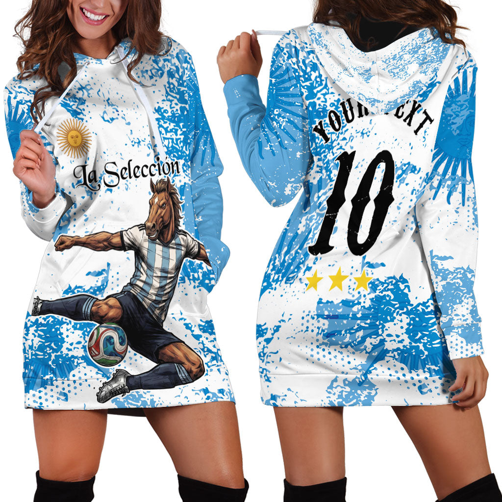 Personalized La Seleccion Argentina Soccer Hoodie Dress Football Sun Of May Athletic Horse Mascot - Distressed Grunge Art