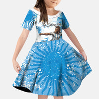 Personalized La Seleccion Argentina Soccer Kid Short Sleeve Dress Football Sun Of May Athletic Horse Mascot - Distressed Grunge Art
