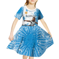 Personalized La Seleccion Argentina Soccer Kid Short Sleeve Dress Football Sun Of May Athletic Horse Mascot - Distressed Grunge Art