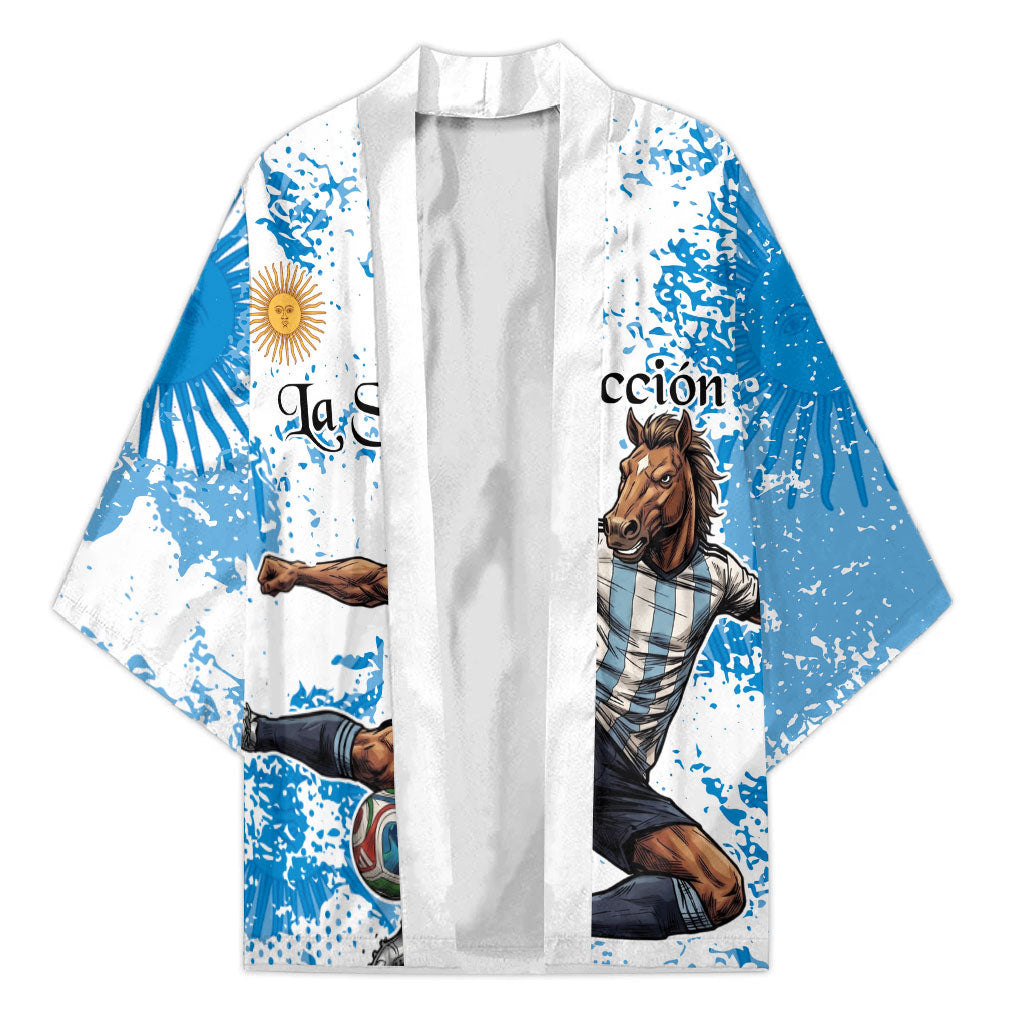 Personalized La Seleccion Argentina Soccer Kimono Football Sun Of May Athletic Horse Mascot - Distressed Grunge Art