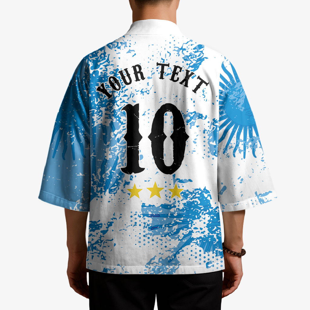 Personalized La Seleccion Argentina Soccer Kimono Football Sun Of May Athletic Horse Mascot - Distressed Grunge Art