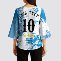 Personalized La Seleccion Argentina Soccer Kimono Sleeve Blouse Football Sun Of May Athletic Horse Mascot - Distressed Grunge Art