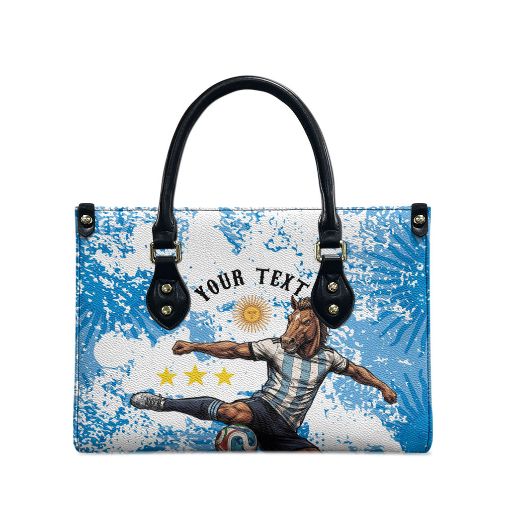 Personalized La Seleccion Argentina Soccer Leather Bag Football Sun Of May Athletic Horse Mascot - Distressed Grunge Art
