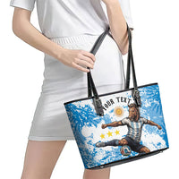Personalized La Seleccion Argentina Soccer Leather Tote Bag Football Sun Of May Athletic Horse Mascot - Distressed Grunge Art