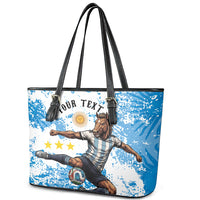 Personalized La Seleccion Argentina Soccer Leather Tote Bag Football Sun Of May Athletic Horse Mascot - Distressed Grunge Art