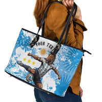Personalized La Seleccion Argentina Soccer Leather Tote Bag Football Sun Of May Athletic Horse Mascot - Distressed Grunge Art