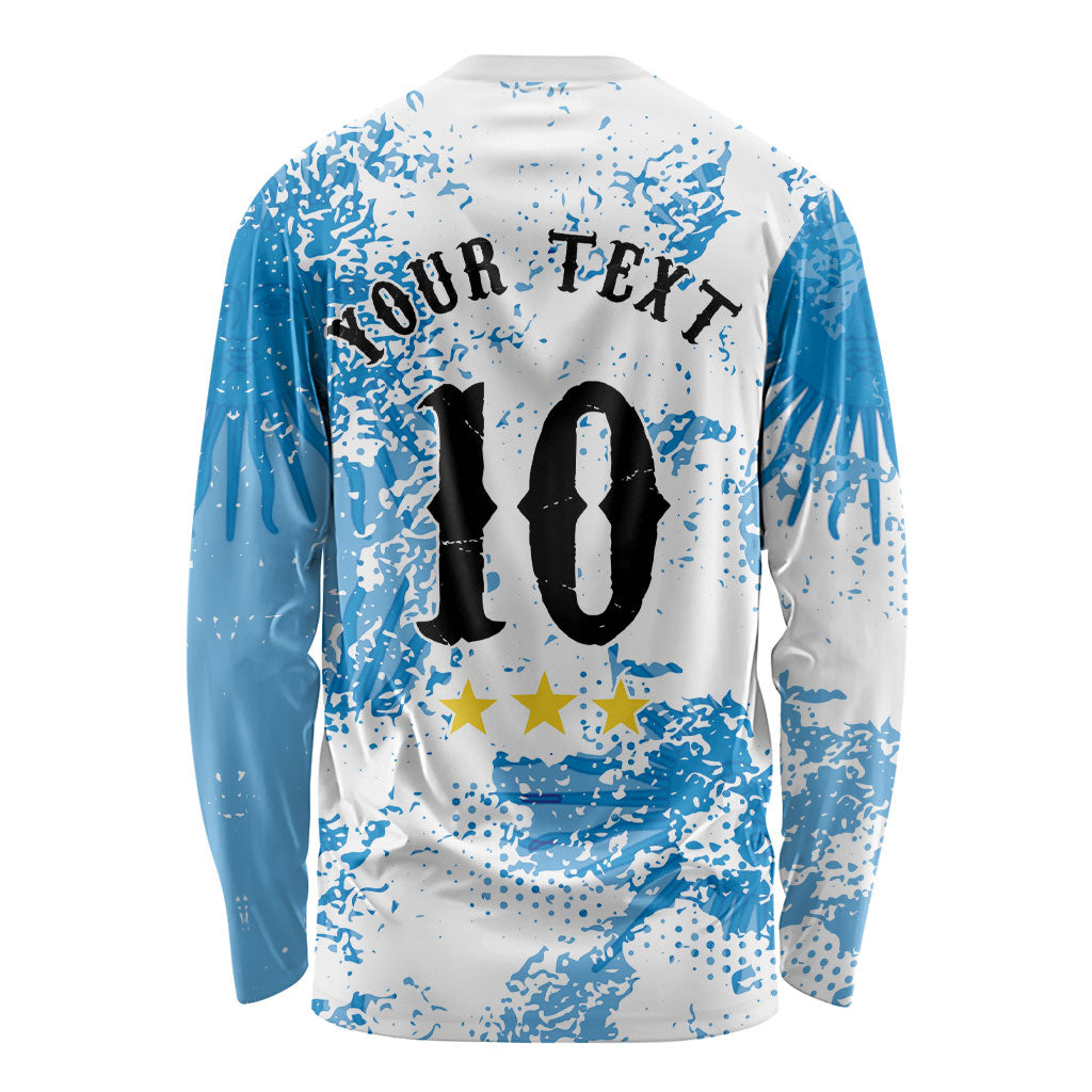 Personalized La Seleccion Argentina Soccer Long Sleeve Shirt Football Sun Of May Athletic Horse Mascot - Distressed Grunge Art