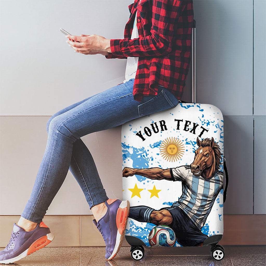 Personalized La Seleccion Argentina Soccer Luggage Cover Football Sun Of May Athletic Horse Mascot - Distressed Grunge Art