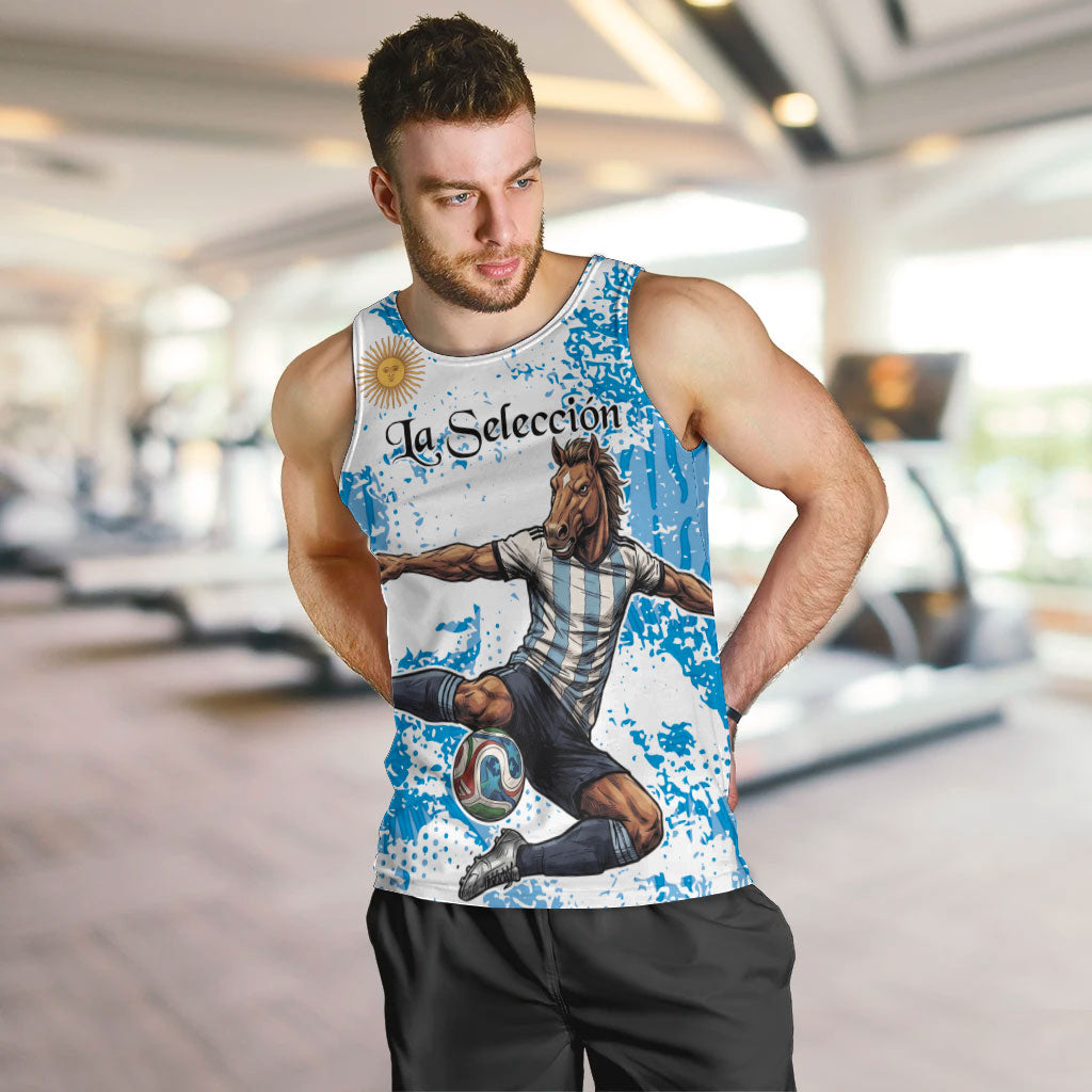 Personalized La Seleccion Argentina Soccer Men Tank Top Football Sun Of May Athletic Horse Mascot - Distressed Grunge Art