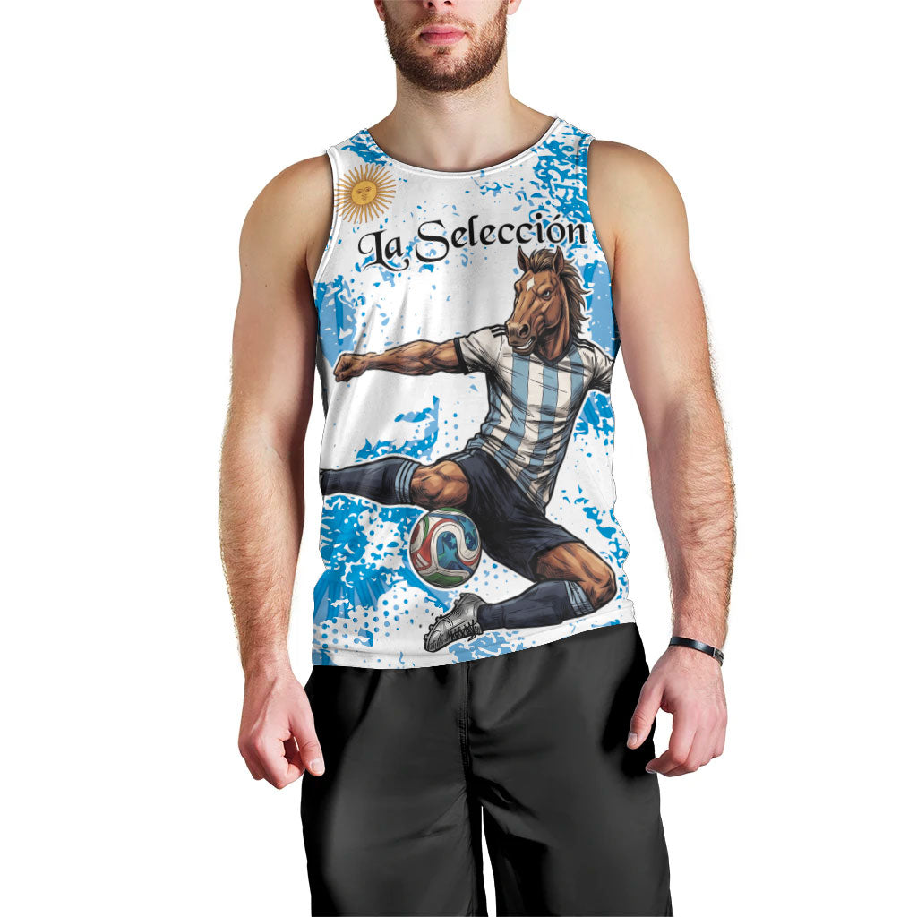 Personalized La Seleccion Argentina Soccer Men Tank Top Football Sun Of May Athletic Horse Mascot - Distressed Grunge Art