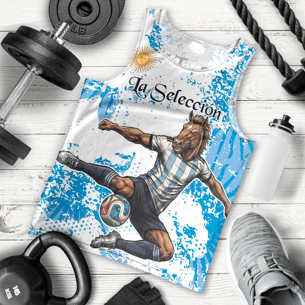Personalized La Seleccion Argentina Soccer Men Tank Top Football Sun Of May Athletic Horse Mascot - Distressed Grunge Art