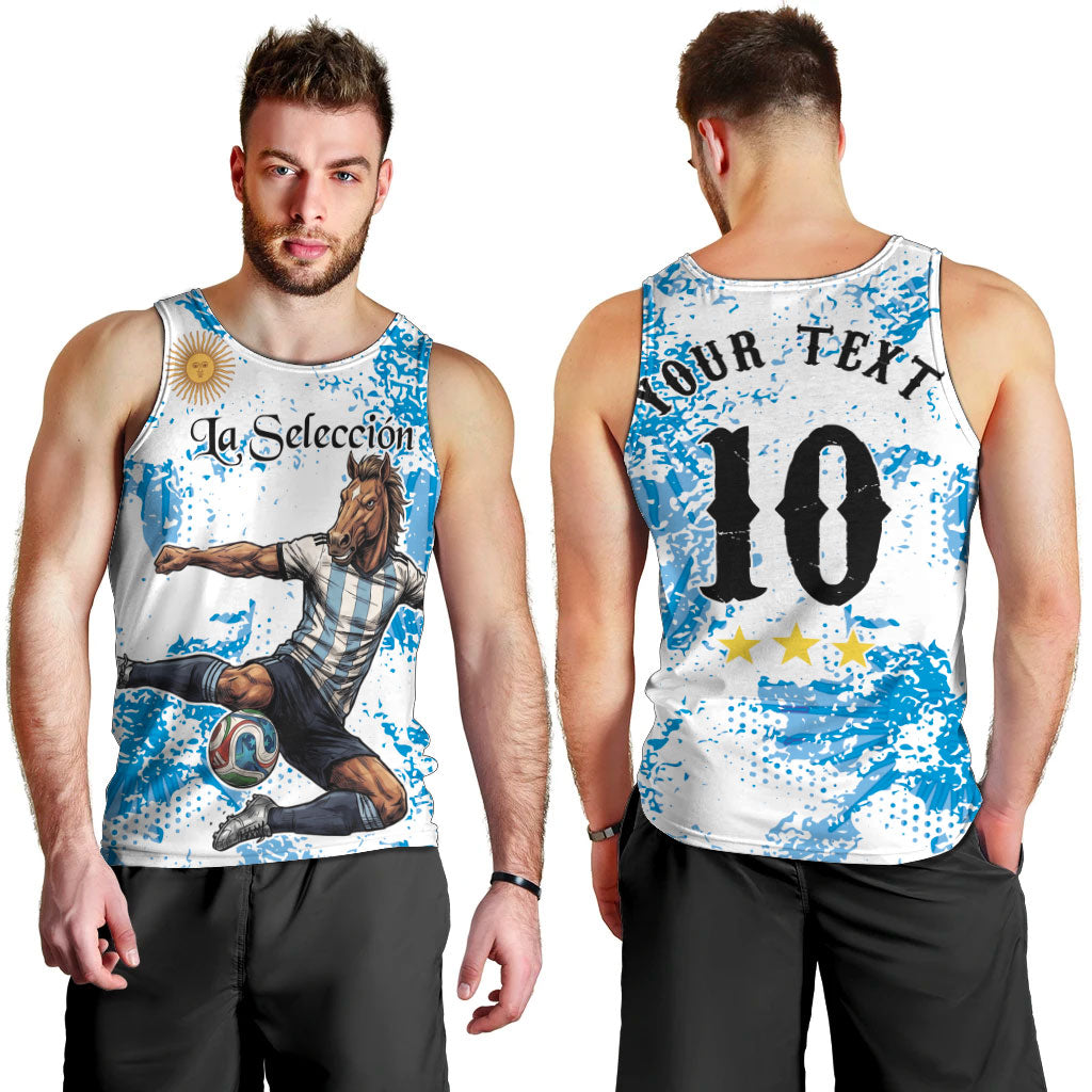 Personalized La Seleccion Argentina Soccer Men Tank Top Football Sun Of May Athletic Horse Mascot - Distressed Grunge Art