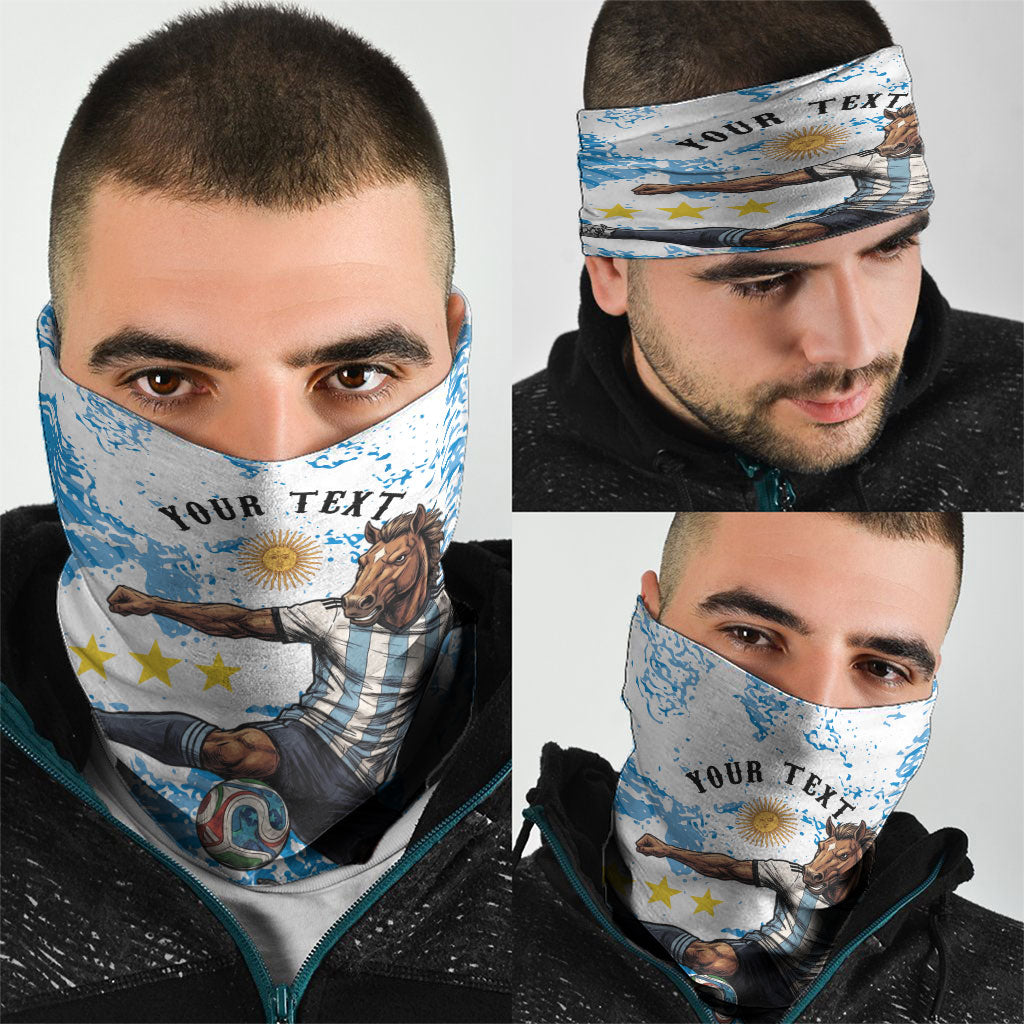 Personalized La Seleccion Argentina Soccer Neck Gaiter Football Sun Of May Athletic Horse Mascot - Distressed Grunge Art