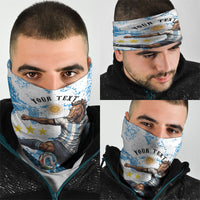 Personalized La Seleccion Argentina Soccer Neck Gaiter Football Sun Of May Athletic Horse Mascot - Distressed Grunge Art