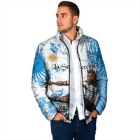 Personalized La Seleccion Argentina Soccer Padded Jacket Football Sun Of May Athletic Horse Mascot - Distressed Grunge Art