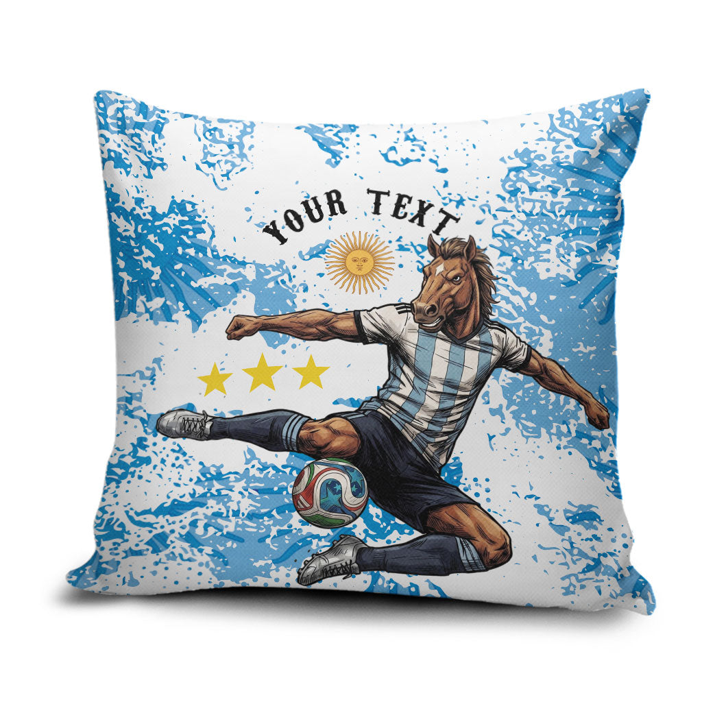 Personalized La Seleccion Argentina Soccer Pillow Cover Football Sun Of May Athletic Horse Mascot - Distressed Grunge Art