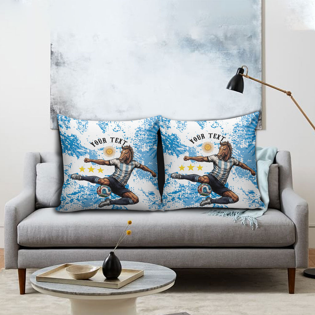 Personalized La Seleccion Argentina Soccer Pillow Cover Football Sun Of May Athletic Horse Mascot - Distressed Grunge Art