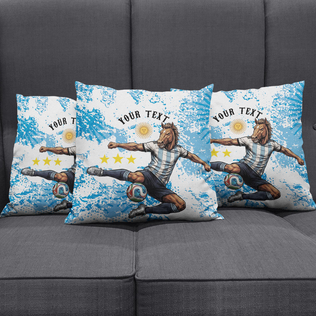 Personalized La Seleccion Argentina Soccer Pillow Cover Football Sun Of May Athletic Horse Mascot - Distressed Grunge Art