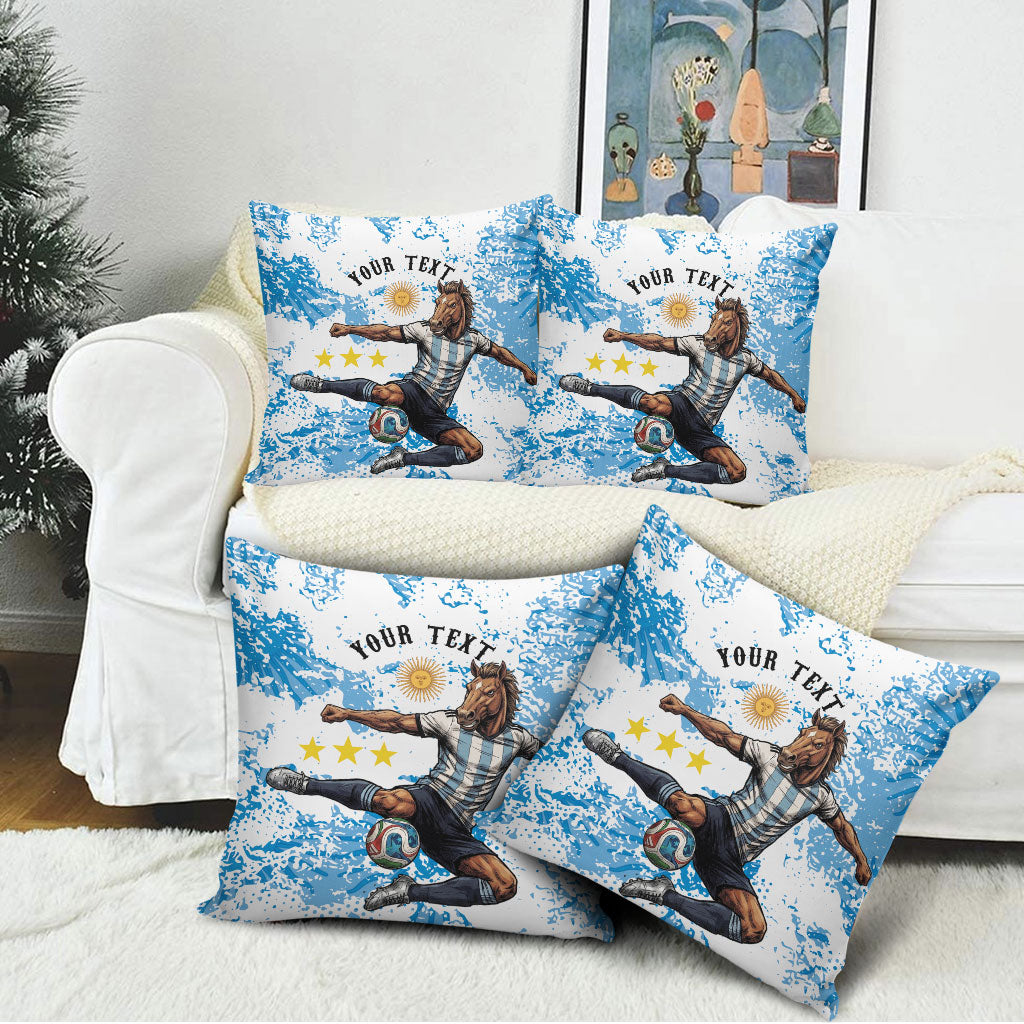 Personalized La Seleccion Argentina Soccer Pillow Cover Football Sun Of May Athletic Horse Mascot - Distressed Grunge Art