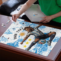Personalized La Seleccion Argentina Soccer Puzzle Football Sun Of May Athletic Horse Mascot - Distressed Grunge Art