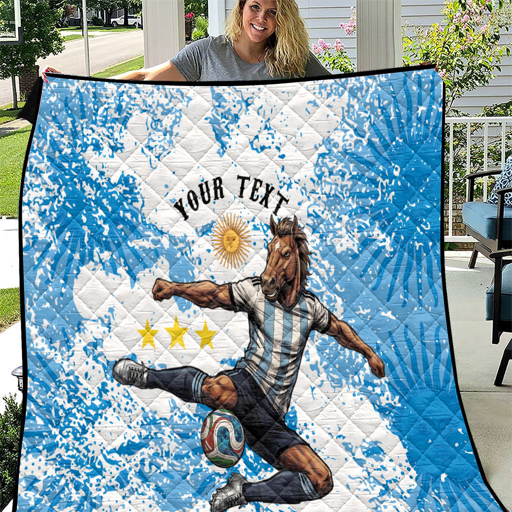 Personalized La Seleccion Argentina Soccer Quilt Football Sun Of May Athletic Horse Mascot - Distressed Grunge Art