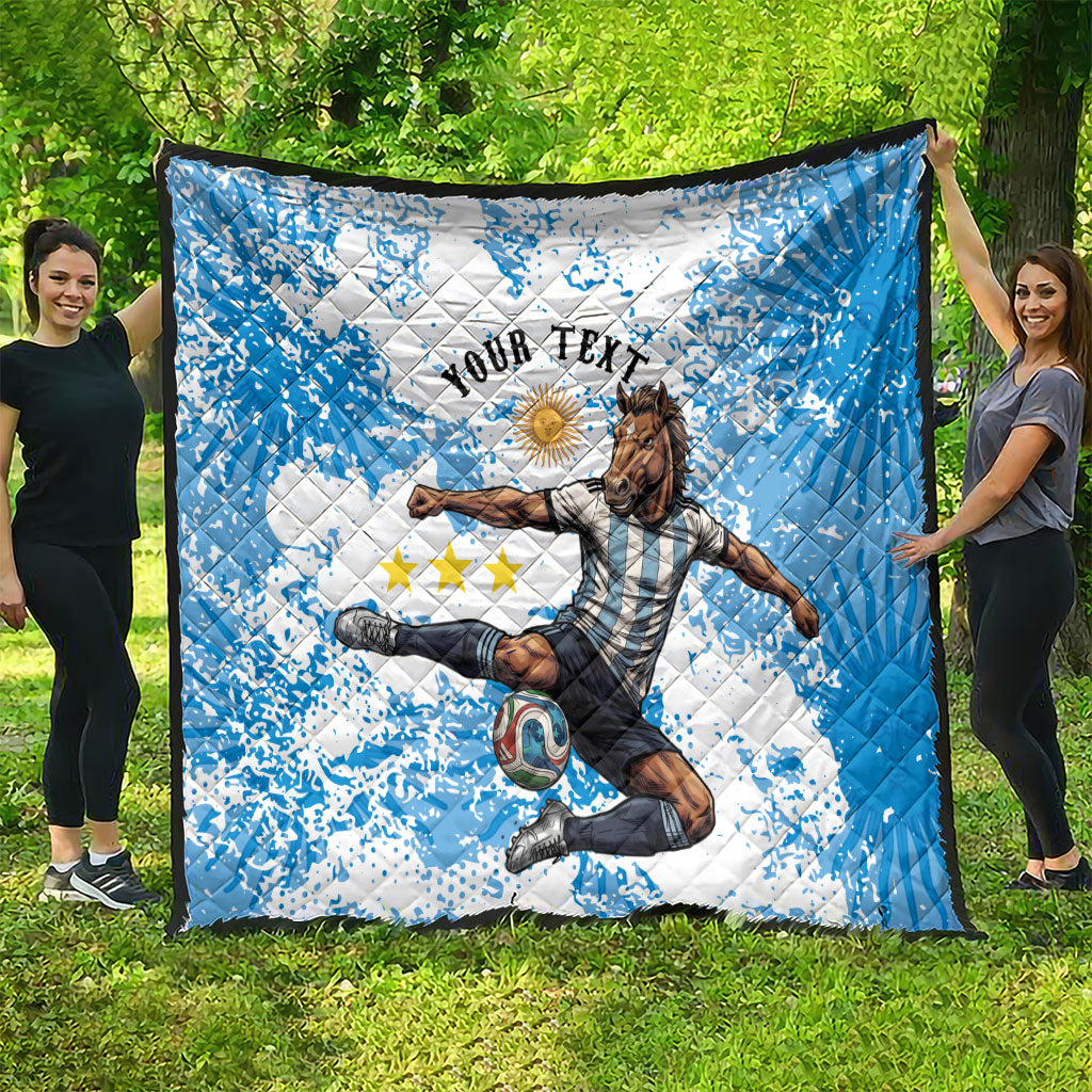 Personalized La Seleccion Argentina Soccer Quilt Football Sun Of May Athletic Horse Mascot - Distressed Grunge Art