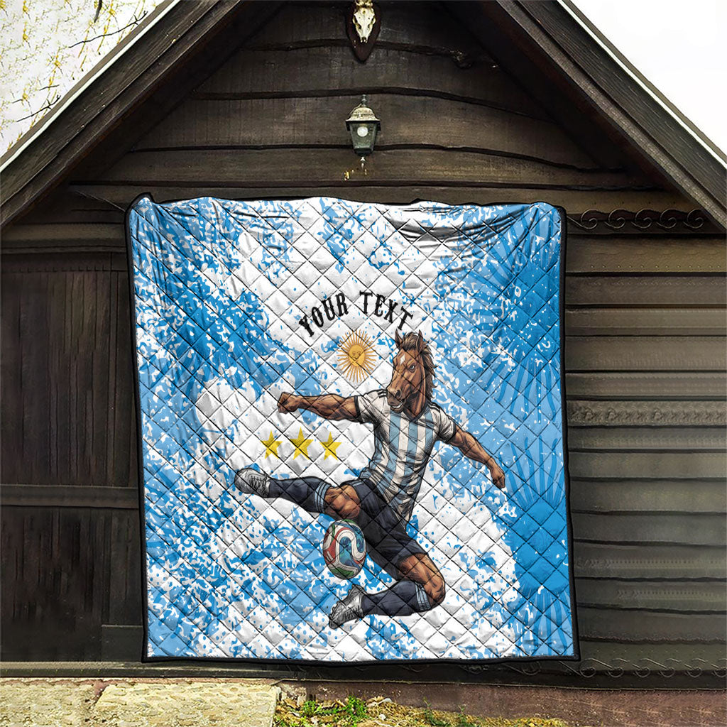 Personalized La Seleccion Argentina Soccer Quilt Football Sun Of May Athletic Horse Mascot - Distressed Grunge Art