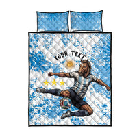 Personalized La Seleccion Argentina Soccer Quilt Bed Set Football Sun Of May Athletic Horse Mascot - Distressed Grunge Art