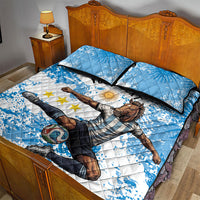 Personalized La Seleccion Argentina Soccer Quilt Bed Set Football Sun Of May Athletic Horse Mascot - Distressed Grunge Art