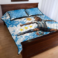 Personalized La Seleccion Argentina Soccer Quilt Bed Set Football Sun Of May Athletic Horse Mascot - Distressed Grunge Art