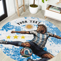 Personalized La Seleccion Argentina Soccer Round Carpet Football Sun Of May Athletic Horse Mascot - Distressed Grunge Art