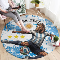 Personalized La Seleccion Argentina Soccer Round Carpet Football Sun Of May Athletic Horse Mascot - Distressed Grunge Art