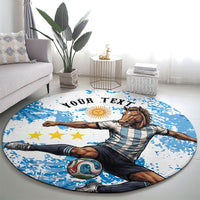 Personalized La Seleccion Argentina Soccer Round Carpet Football Sun Of May Athletic Horse Mascot - Distressed Grunge Art