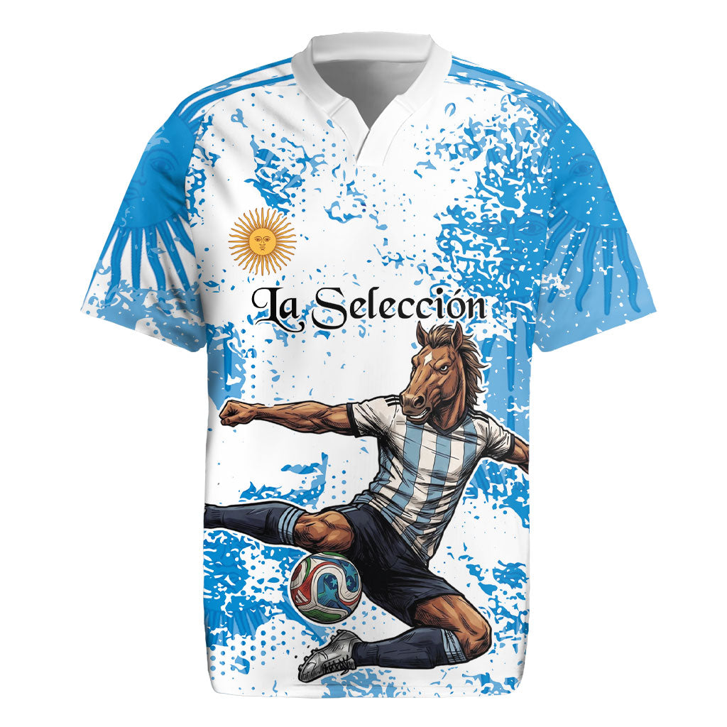 Personalized La Seleccion Argentina Soccer Rugby Jersey Football Sun Of May Athletic Horse Mascot - Distressed Grunge Art
