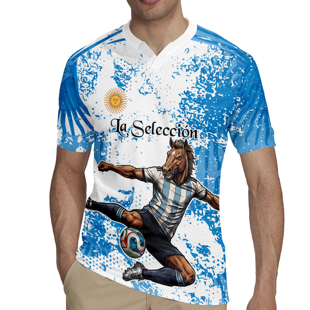 Personalized La Seleccion Argentina Soccer Rugby Jersey Football Sun Of May Athletic Horse Mascot - Distressed Grunge Art