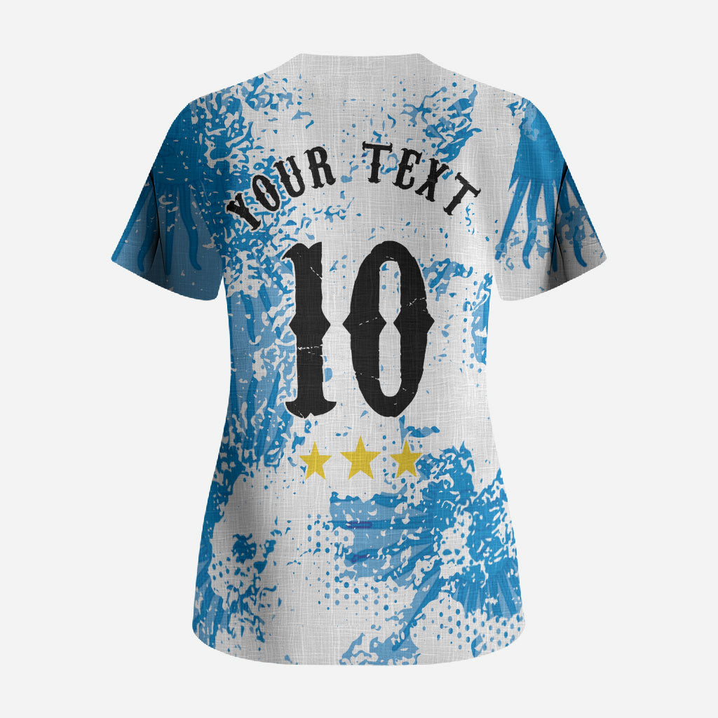 Personalized La Seleccion Argentina Soccer Scrub Top Football Sun Of May Athletic Horse Mascot - Distressed Grunge Art