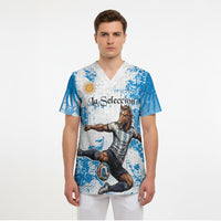 Personalized La Seleccion Argentina Soccer Scrub Top Football Sun Of May Athletic Horse Mascot - Distressed Grunge Art
