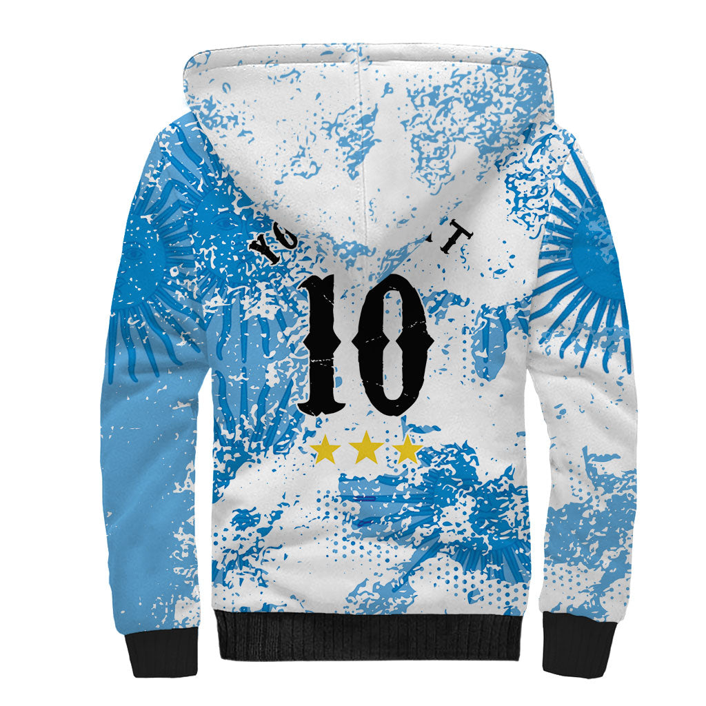 Personalized La Seleccion Argentina Soccer Sherpa Hoodie Football Sun Of May Athletic Horse Mascot - Distressed Grunge Art