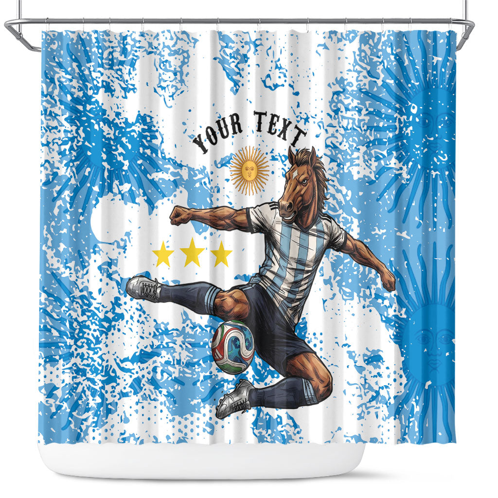 Personalized La Seleccion Argentina Soccer Shower Curtain Football Sun Of May Athletic Horse Mascot - Distressed Grunge Art