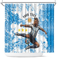 Personalized La Seleccion Argentina Soccer Shower Curtain Football Sun Of May Athletic Horse Mascot - Distressed Grunge Art