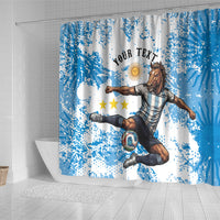 Personalized La Seleccion Argentina Soccer Shower Curtain Football Sun Of May Athletic Horse Mascot - Distressed Grunge Art