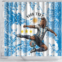 Personalized La Seleccion Argentina Soccer Shower Curtain Football Sun Of May Athletic Horse Mascot - Distressed Grunge Art