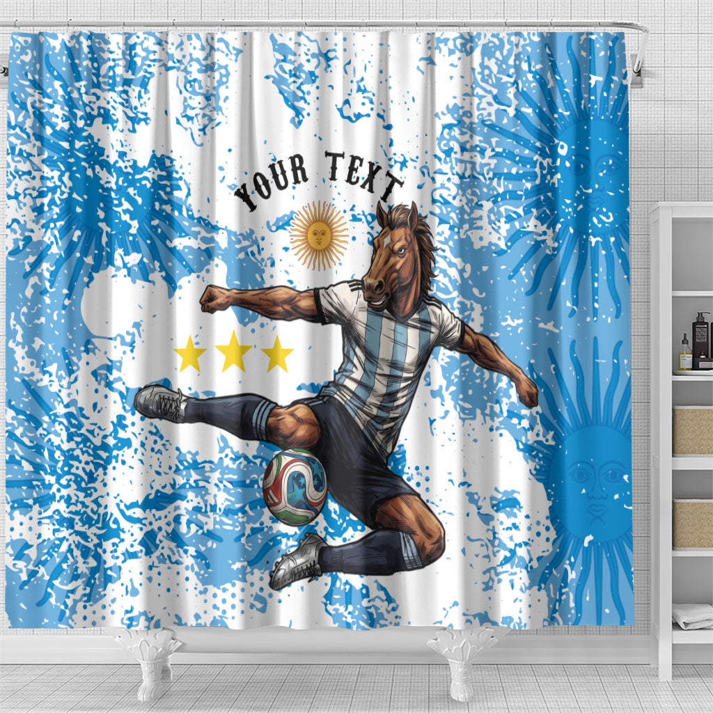 Personalized La Seleccion Argentina Soccer Shower Curtain Football Sun Of May Athletic Horse Mascot - Distressed Grunge Art